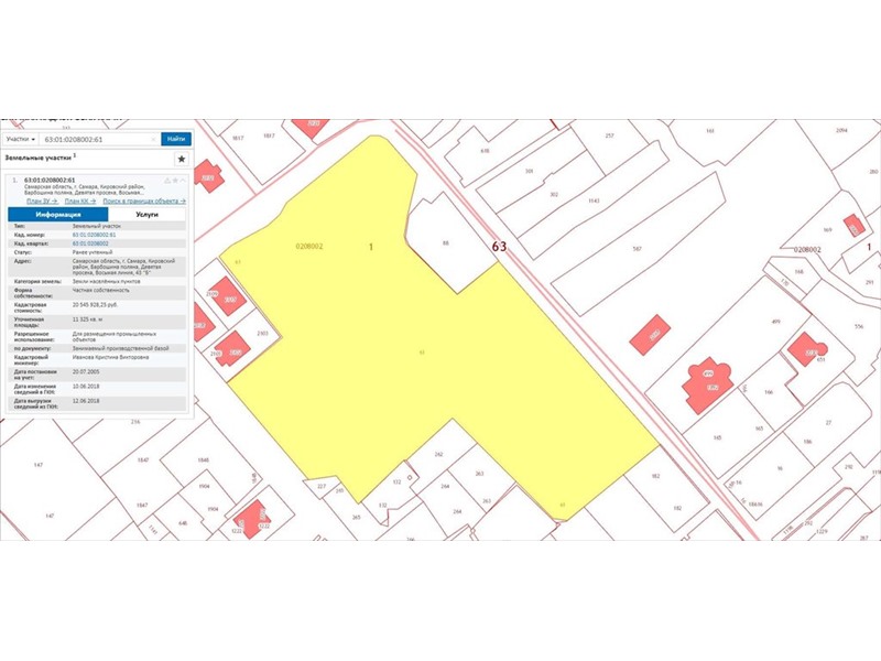 Карта реестра земельных участков самара
